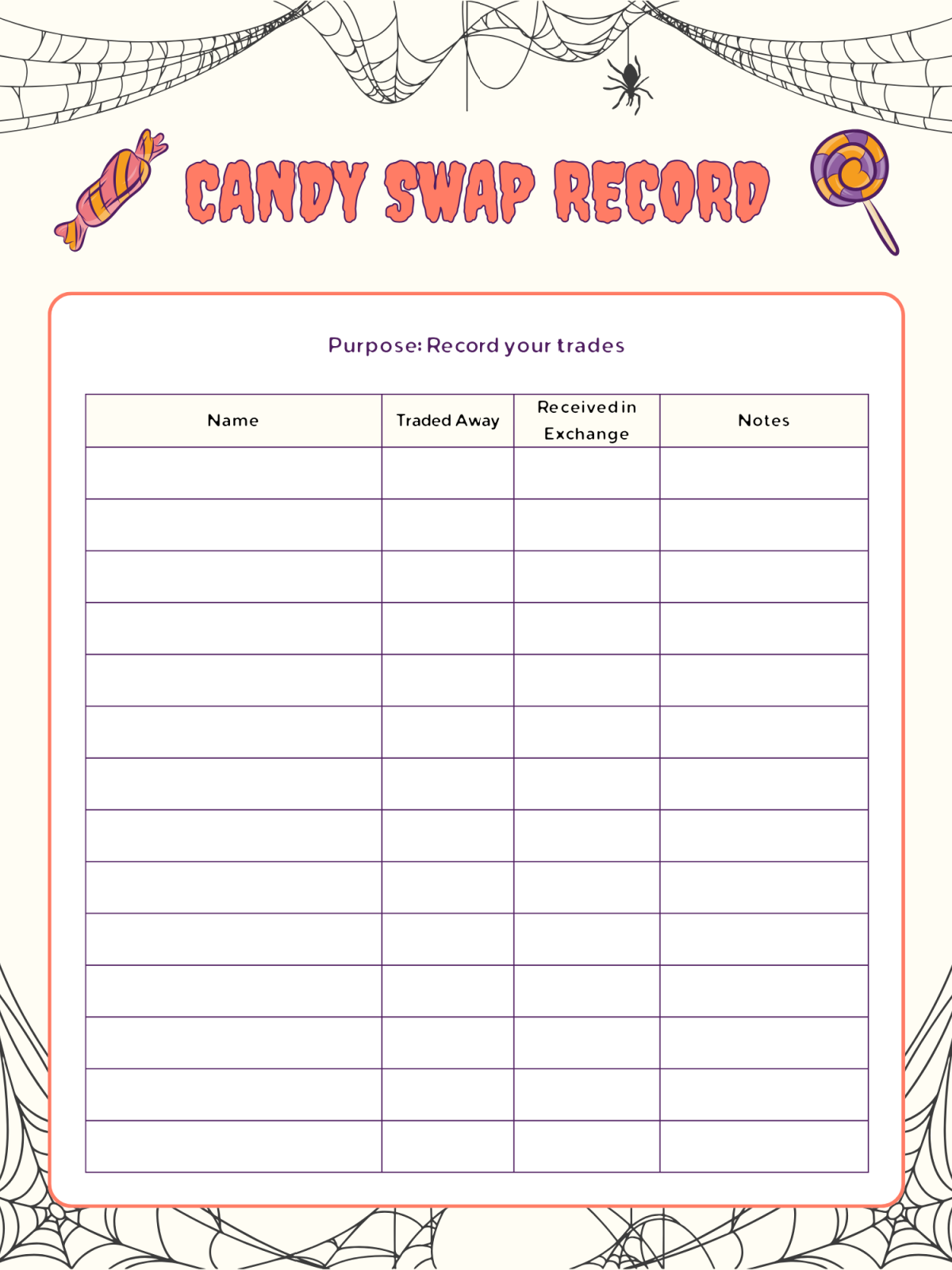 Halloween Printable- record page with places to write colorful text and images printed pdf file - Kids Activities blog