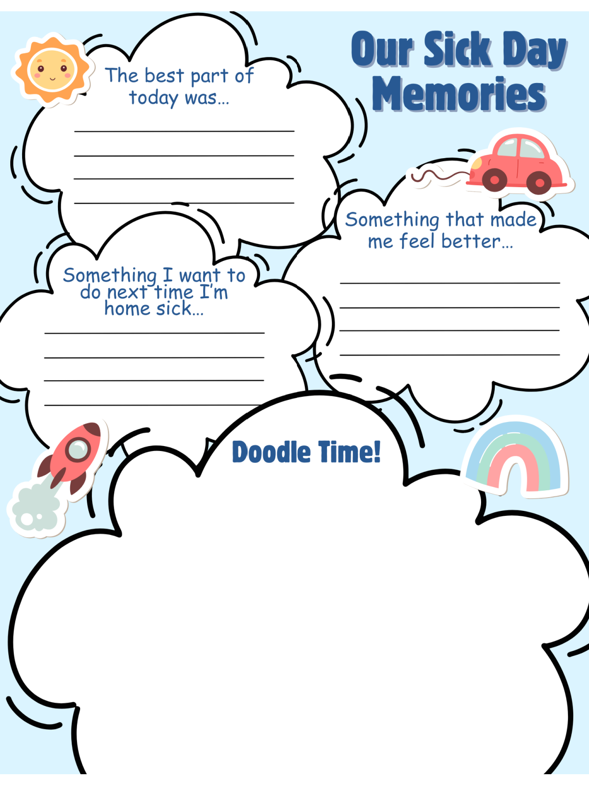 Printable Activity Pack - Write down memories printed pdf file with images and text - Kids Activities Blog