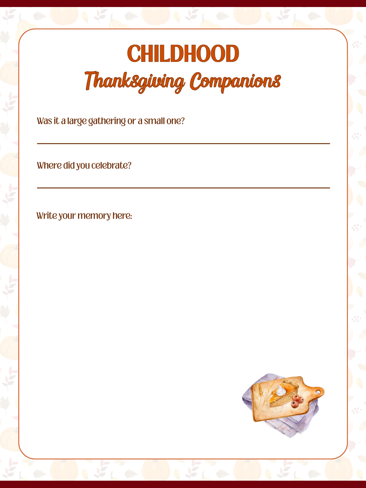 Thanksgiving Memory Game Printables- Thanksgiving companions with blanks printed pdf file- Kids Activities blog