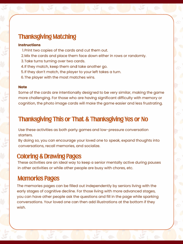 Printable Thanksgiving Memory Games For Children and Adults | Kids ...