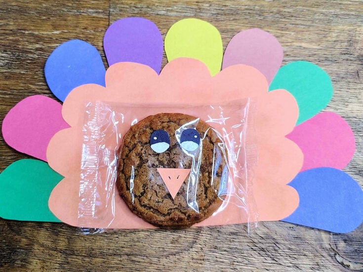 Turkey Craft- Step 8- Add details like white pupils and lines on beak - Kids Activities Blog