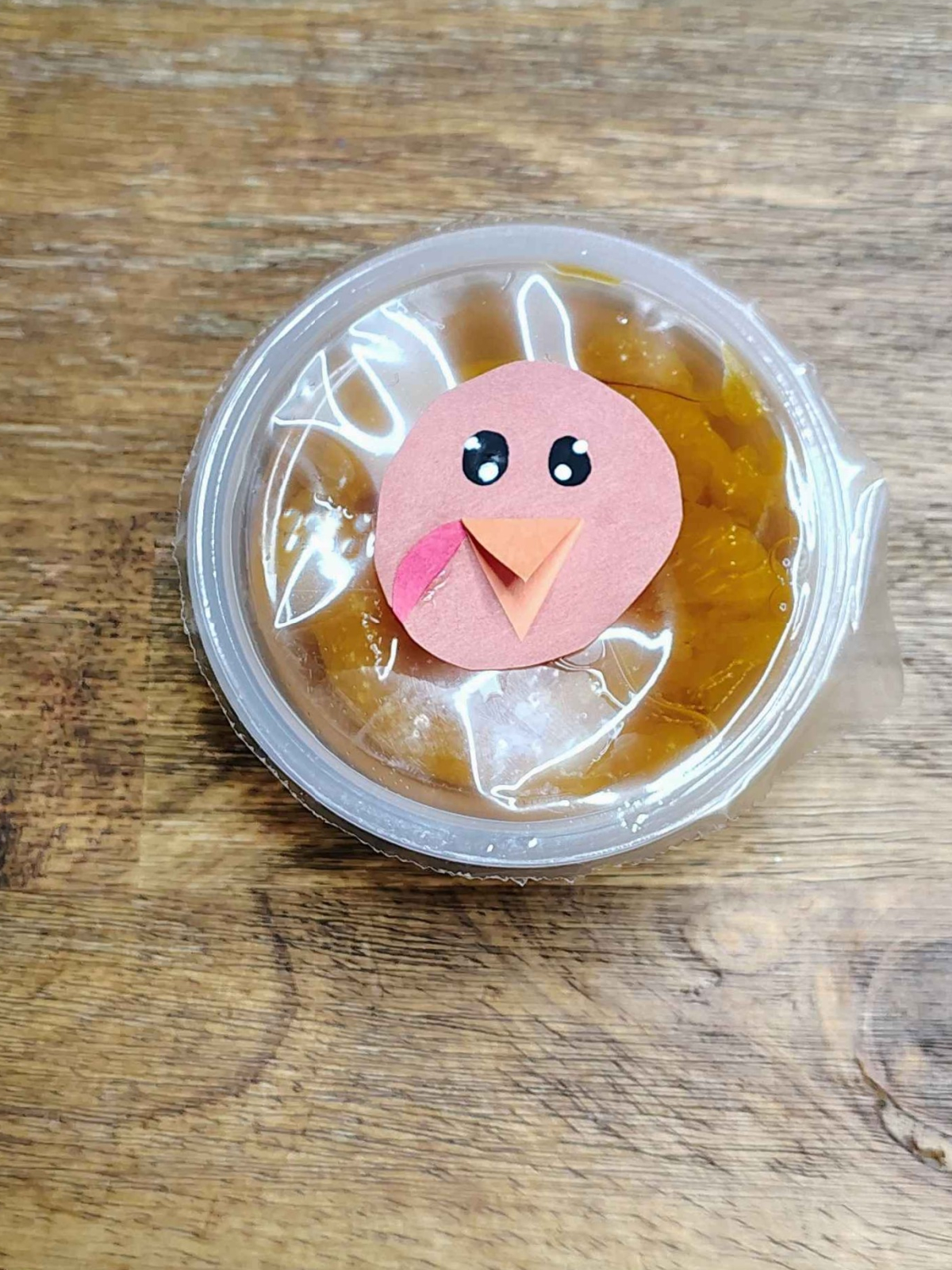 Turkey Craft- Step 3- head glued on orange top - Kids Activities Blog