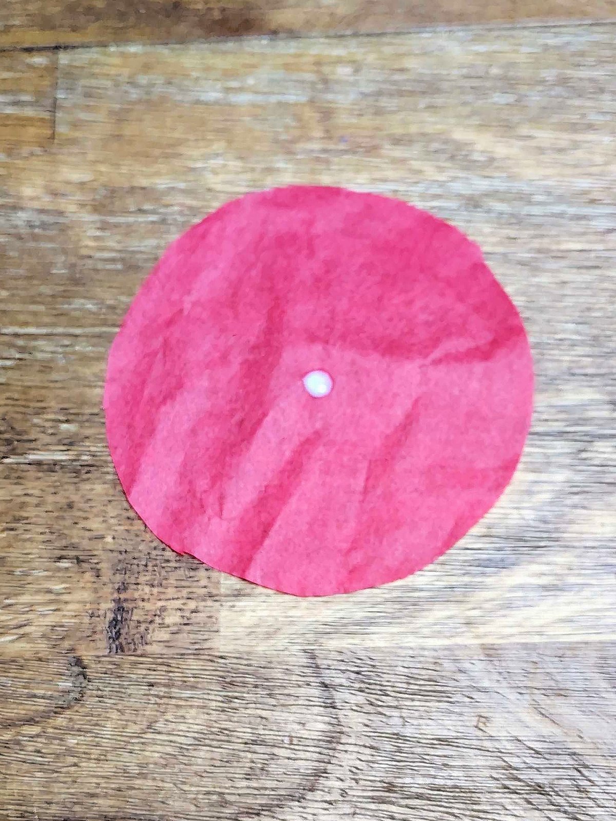 Veterans Day Poppy Craft- Step 5- dot of glue in the middle of a red circle - Kids Activities Blog