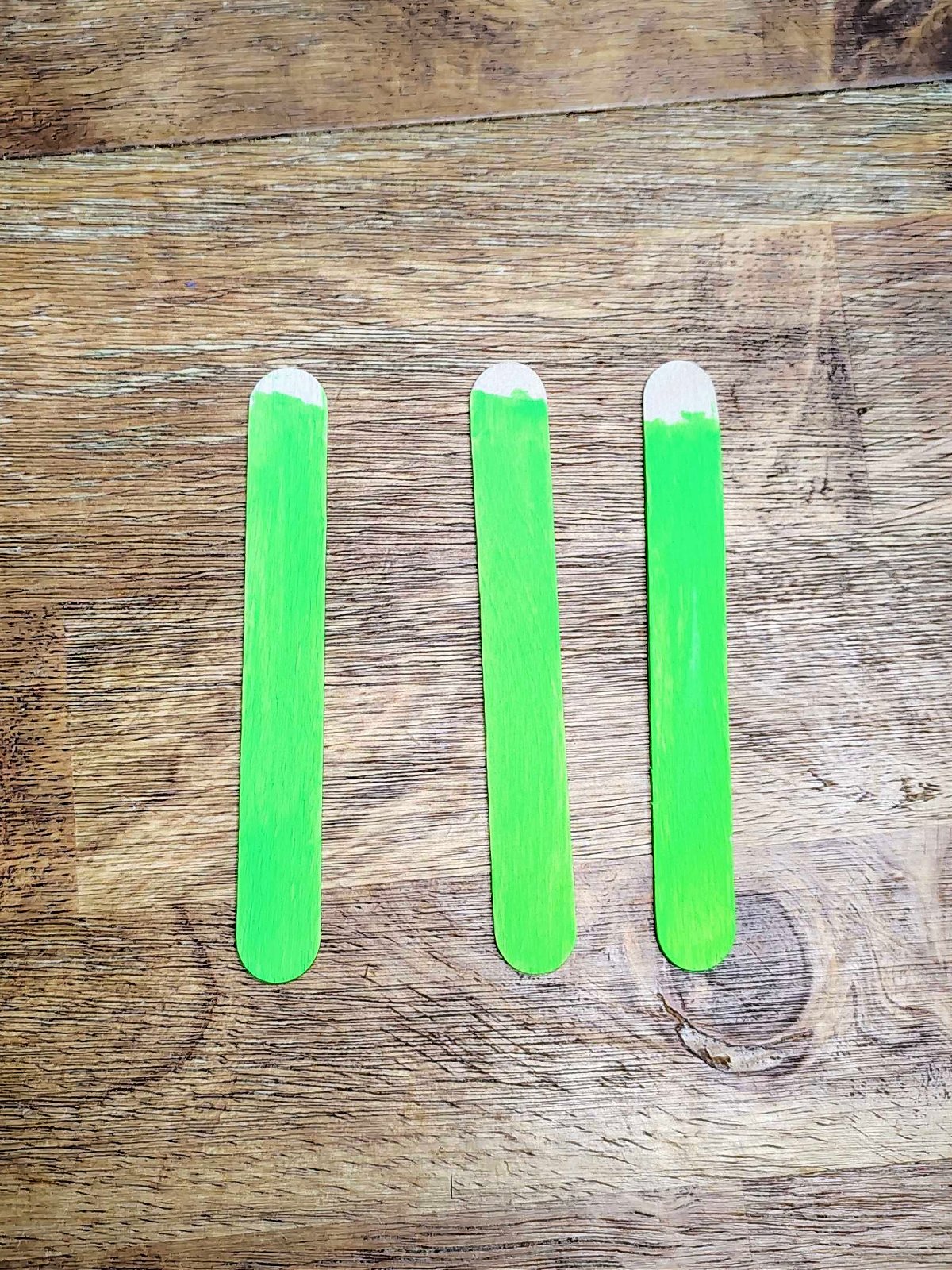 Veterans Day Poppy Craft- Step 9- Paint popsicle sticks green- Kids Activities Blog