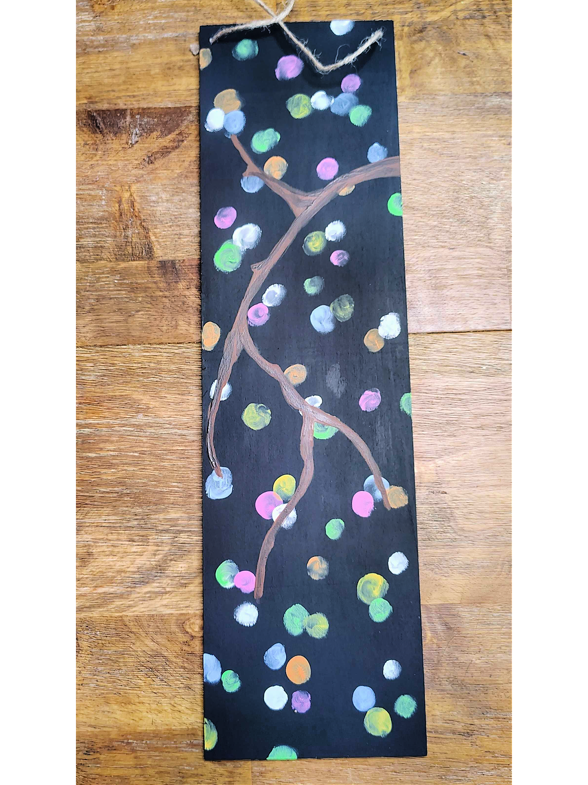 Ornament Painting- Step 3- Brown branches added to painting - Kids Activities Blog