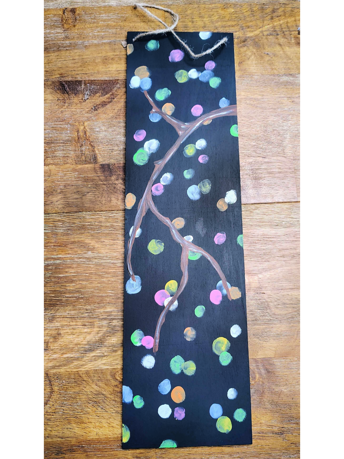 Ornament Painting- Step 4- Add details to the branch, with dark brown and white- Kids Activities Blog