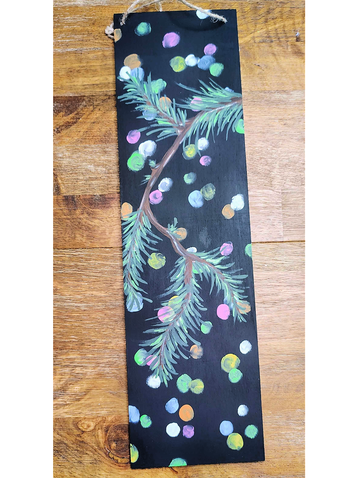 Ornament Painting- Step 6- Add light green needles over the dark green needles - Kids Activities Blog