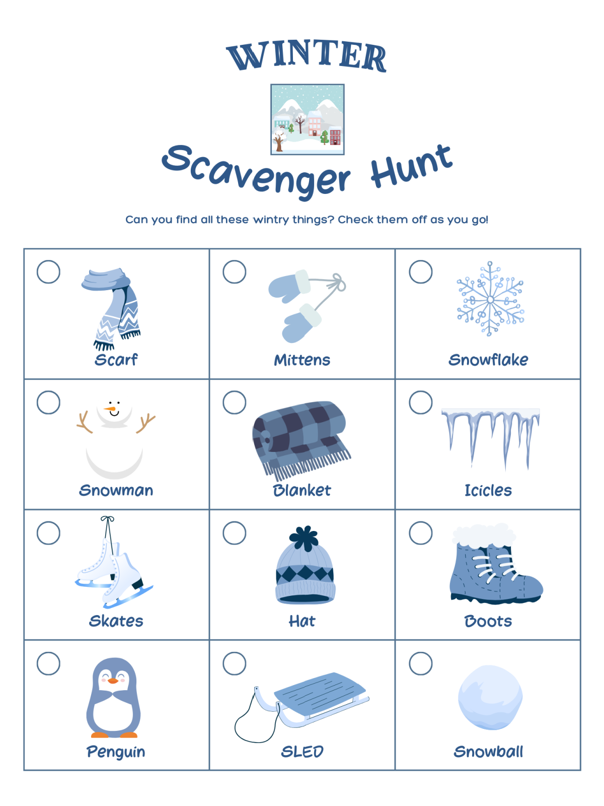 Activity Sheets- scavenger hunt with words and images - Kids Activities Blog