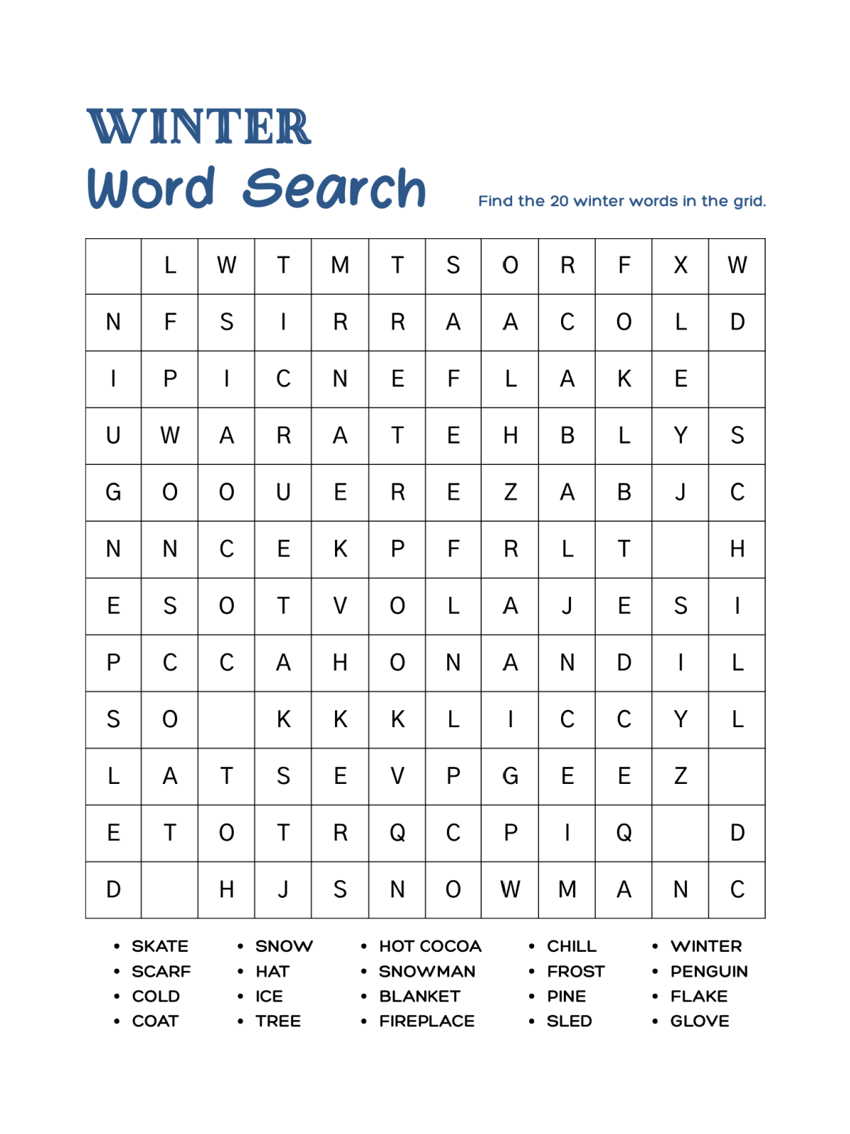 Activity Sheets- word search with letters and words - Kids Activities Blog