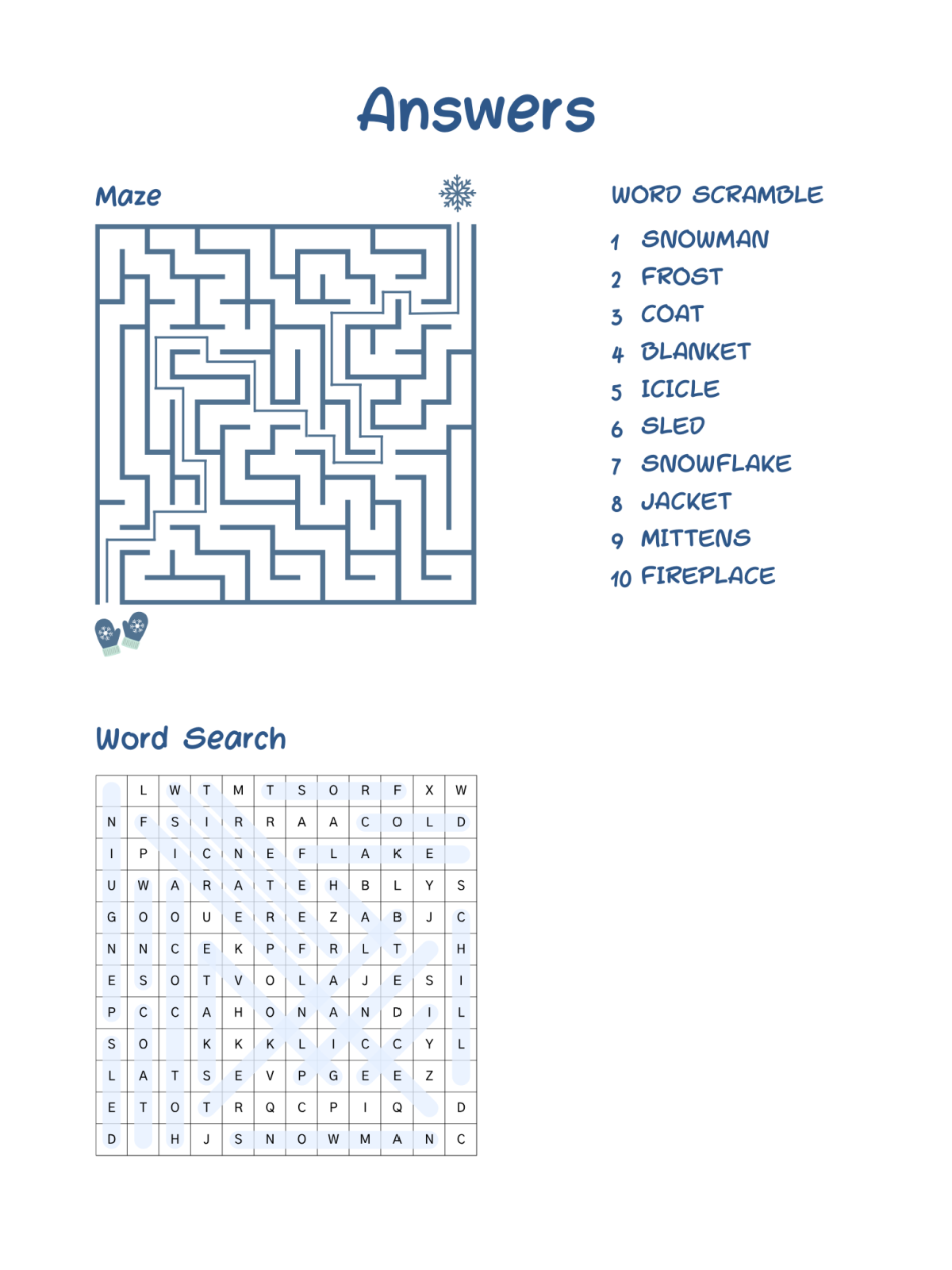 Activity Sheets- answer key to all puzzles - Kids Activities Blog