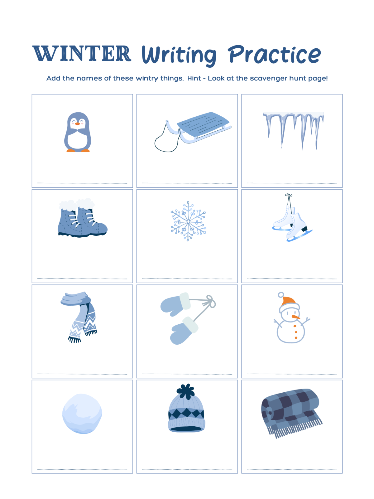 Activity Sheets- Worksheet with images and blank lines and text - Kids Activities Blog