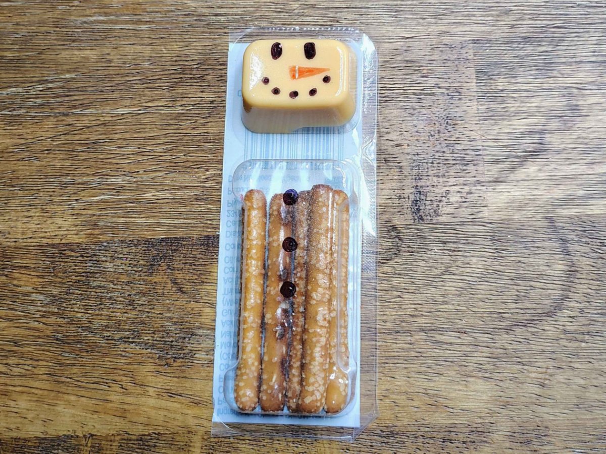 Christmas Snacks Craft- Step 4- 3 black buttons near the pretzels- Kids Activities Blog