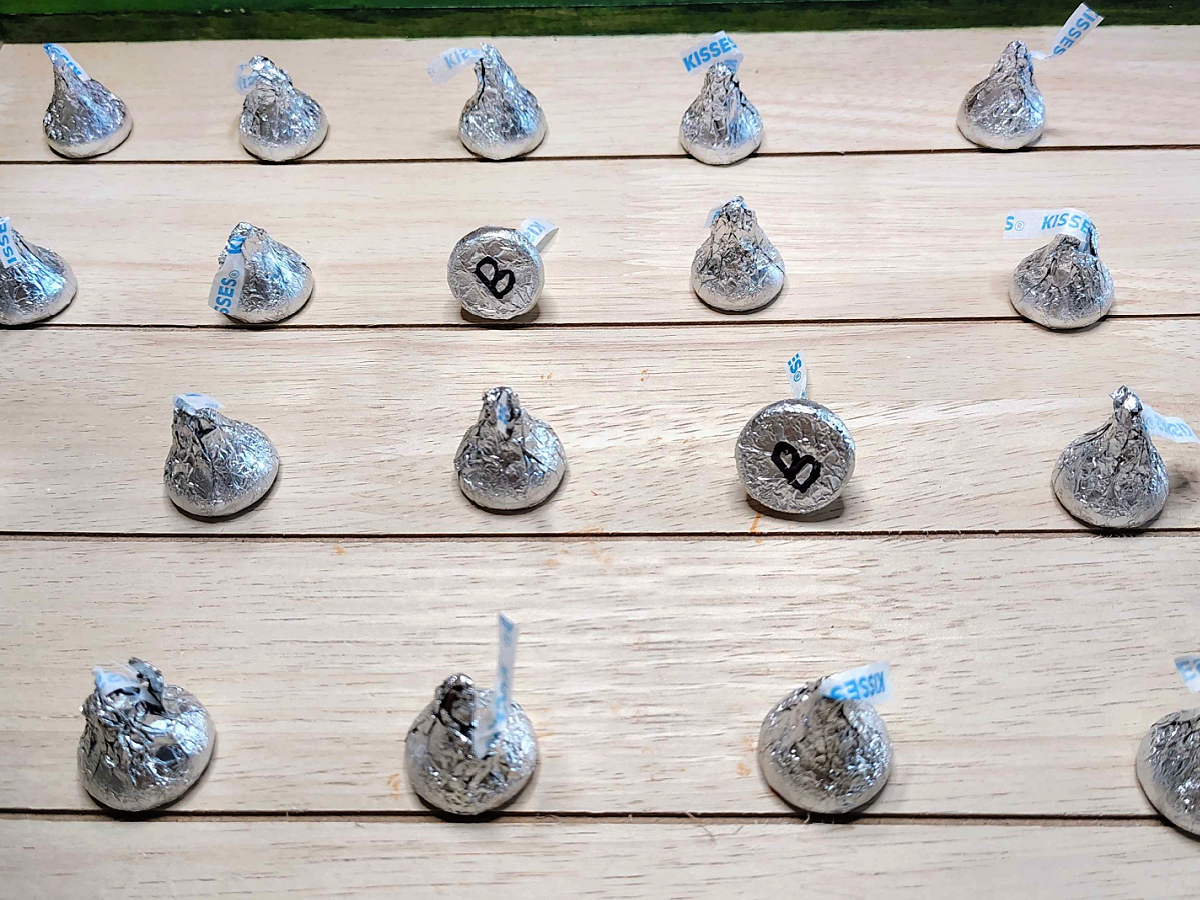 How to play- start tipping the kisses over until you find matches- kids activities blog