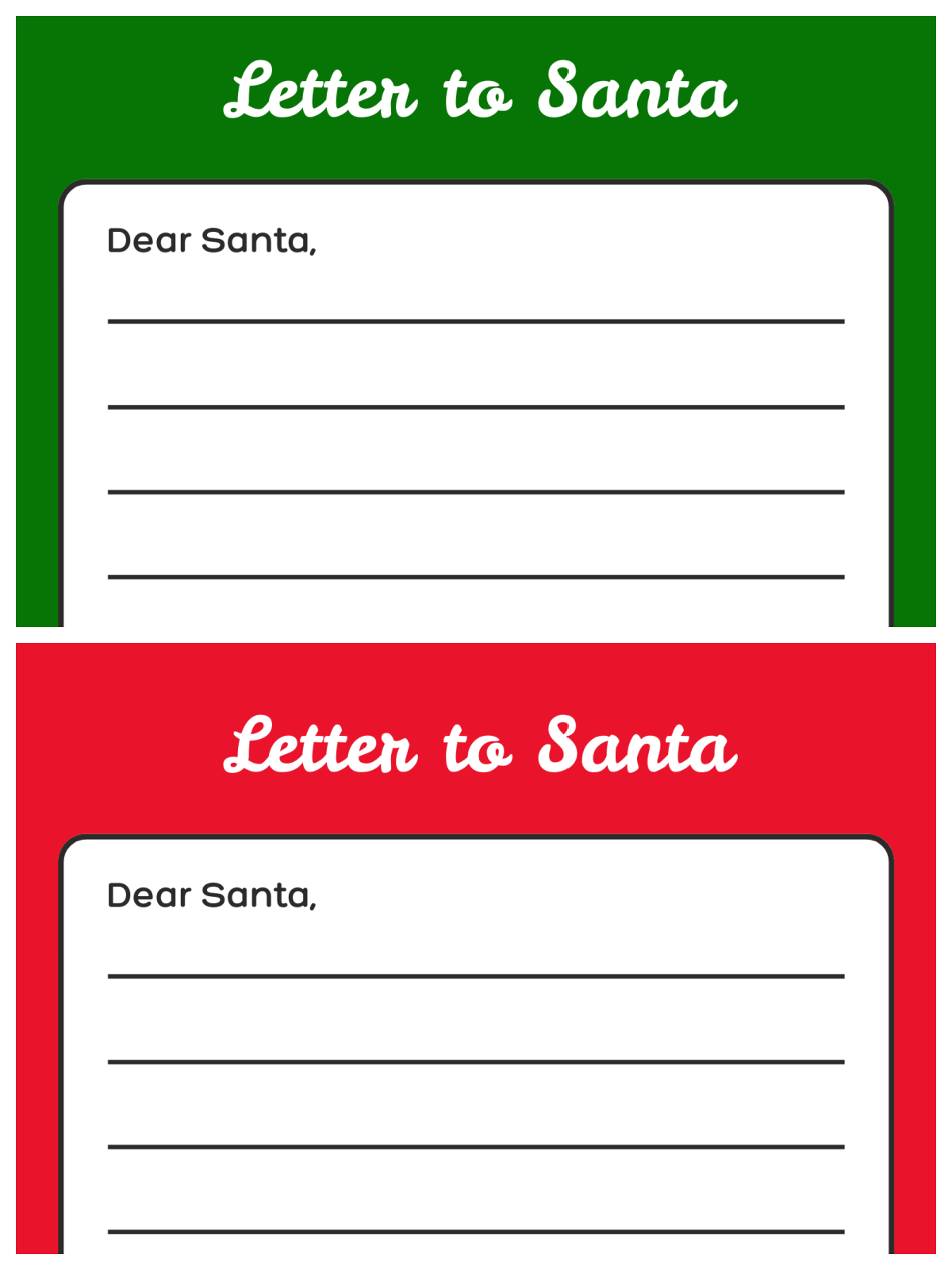 Santa's Workshop- Red and green Dear Santa letters - Kids Activities Blog