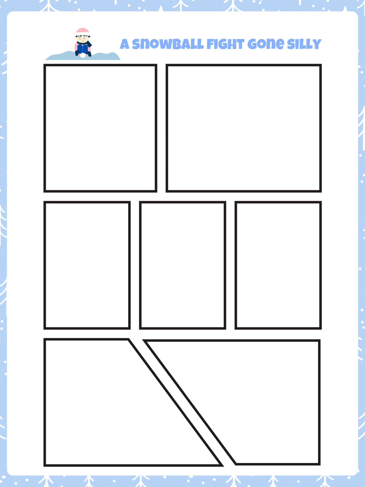 Snow Day Activity Book- blank comic strip with text- Kids Activities Blog