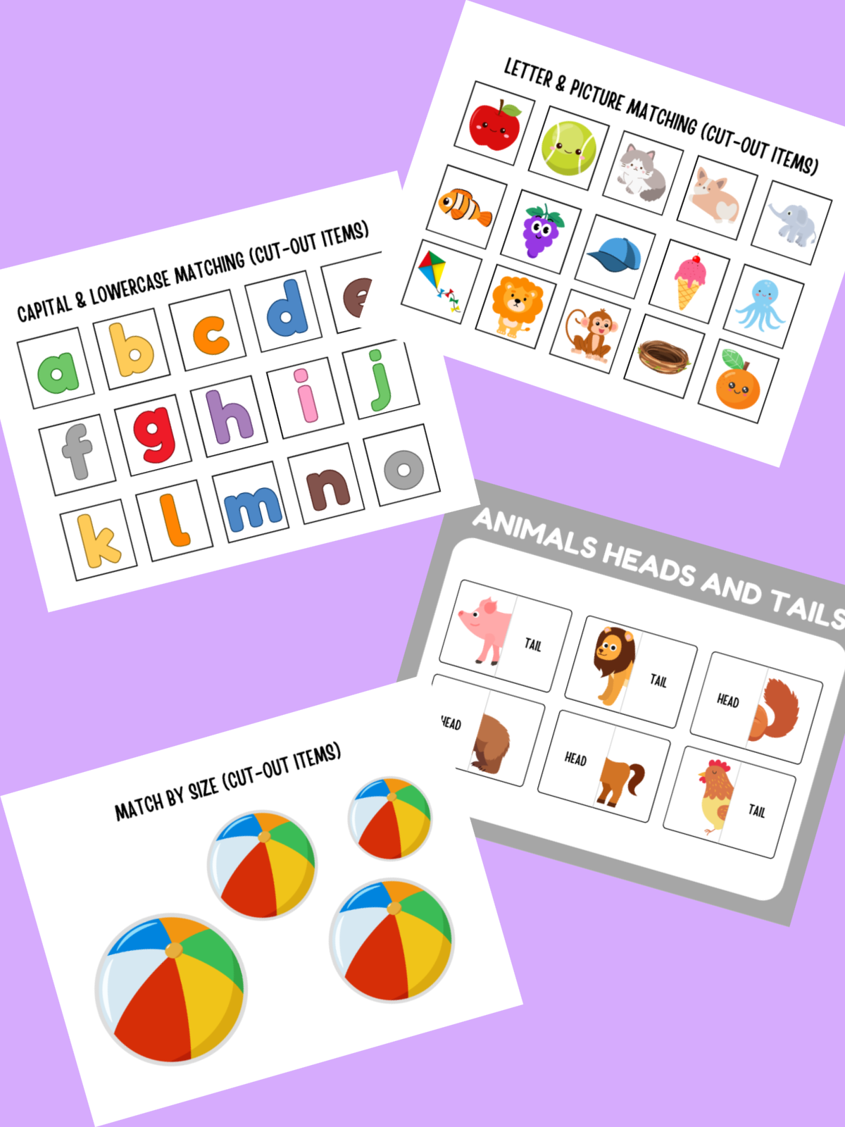 Busy book printed pdf files with images, colors, text- kids activities blog