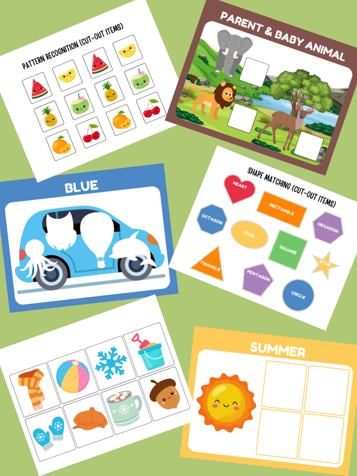 Busy Book games- 6 different printables with images, text, and colors- kids activities blog