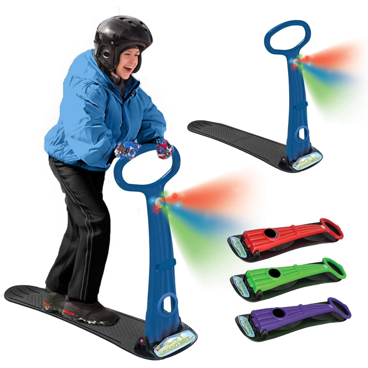 Snow Toys - snow scooter with kid, lights, blue, red, green, purple - Kids Activities Blog