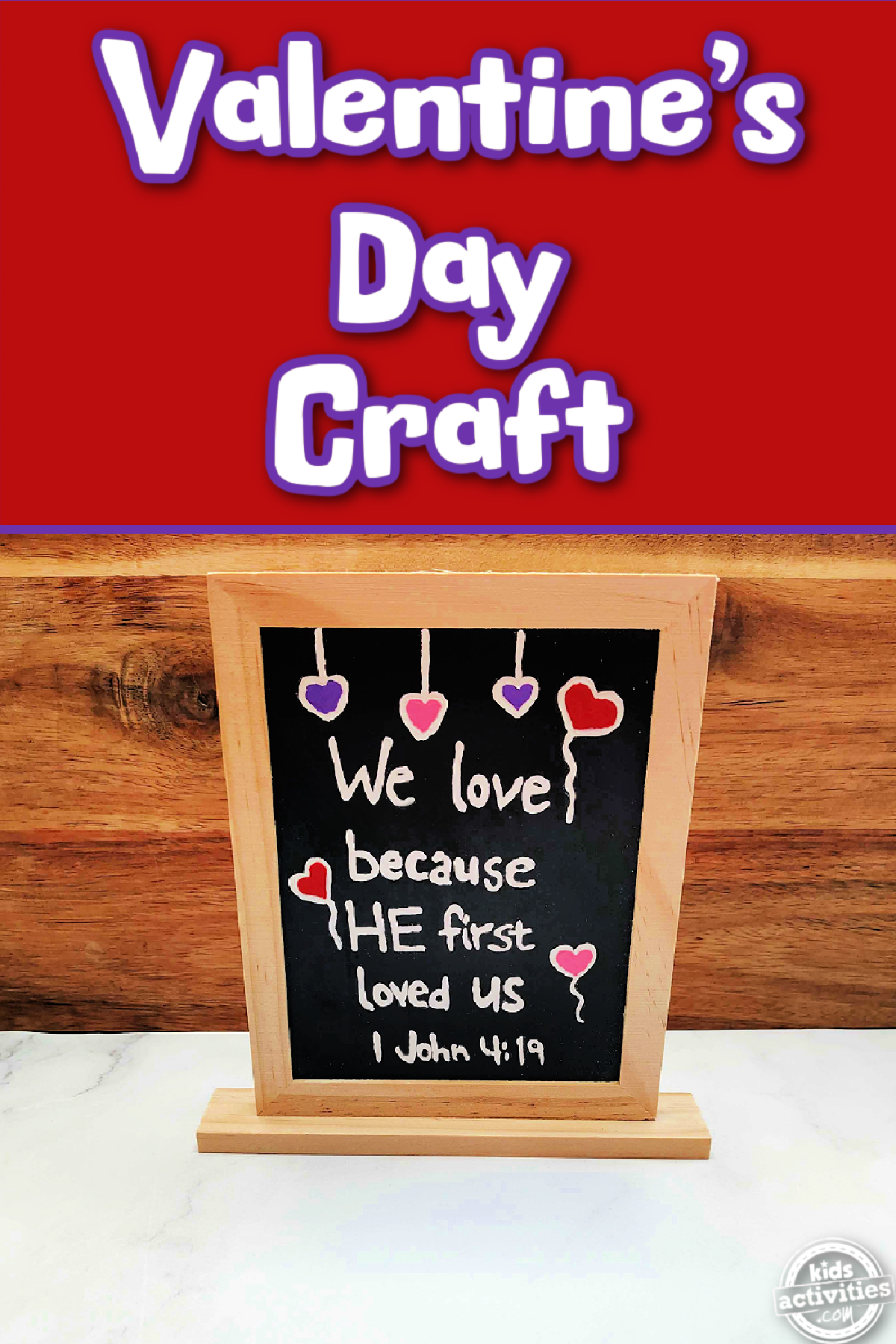 Valentines day Craft with chalk board, paint and text-kids activities blog