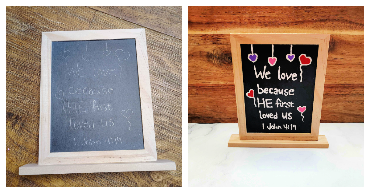 Bible Valentine Chalk Board Craft For Kids
