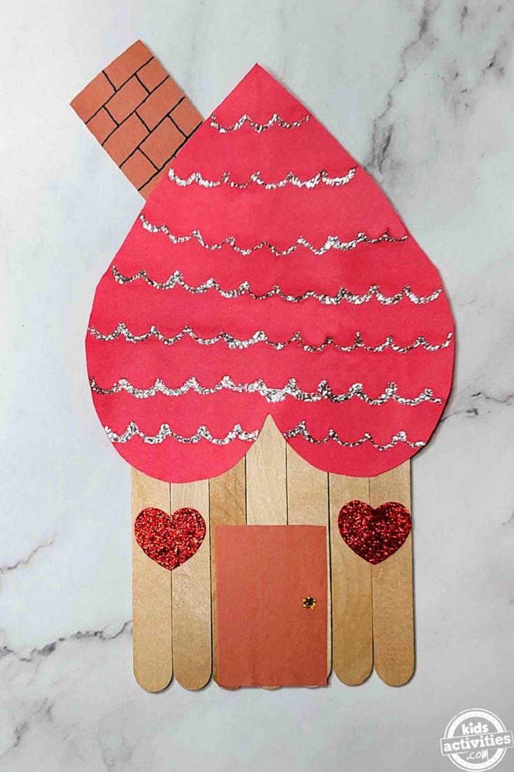Valentine's Day Craft- Heart house with popsicle sticks- kids activities blog