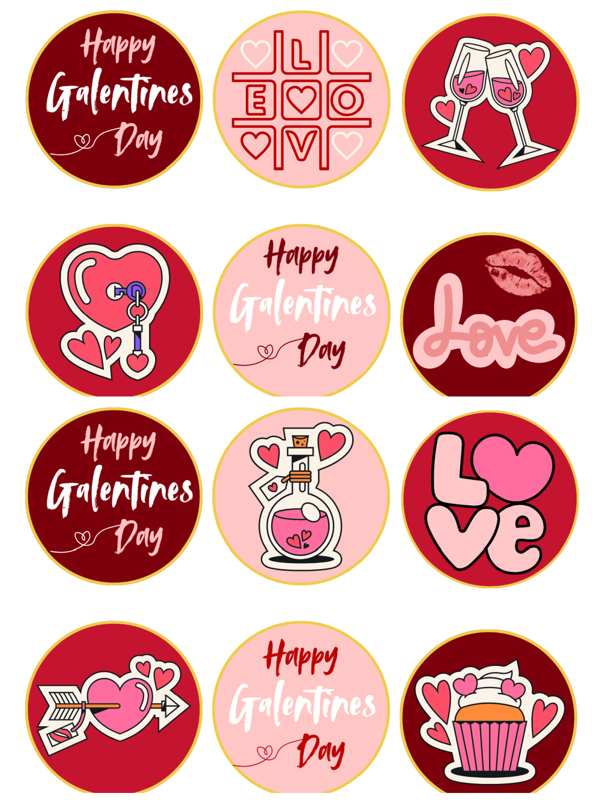 Galentine's Day- Cupcake toppers with images and text - Kids Activities Blog