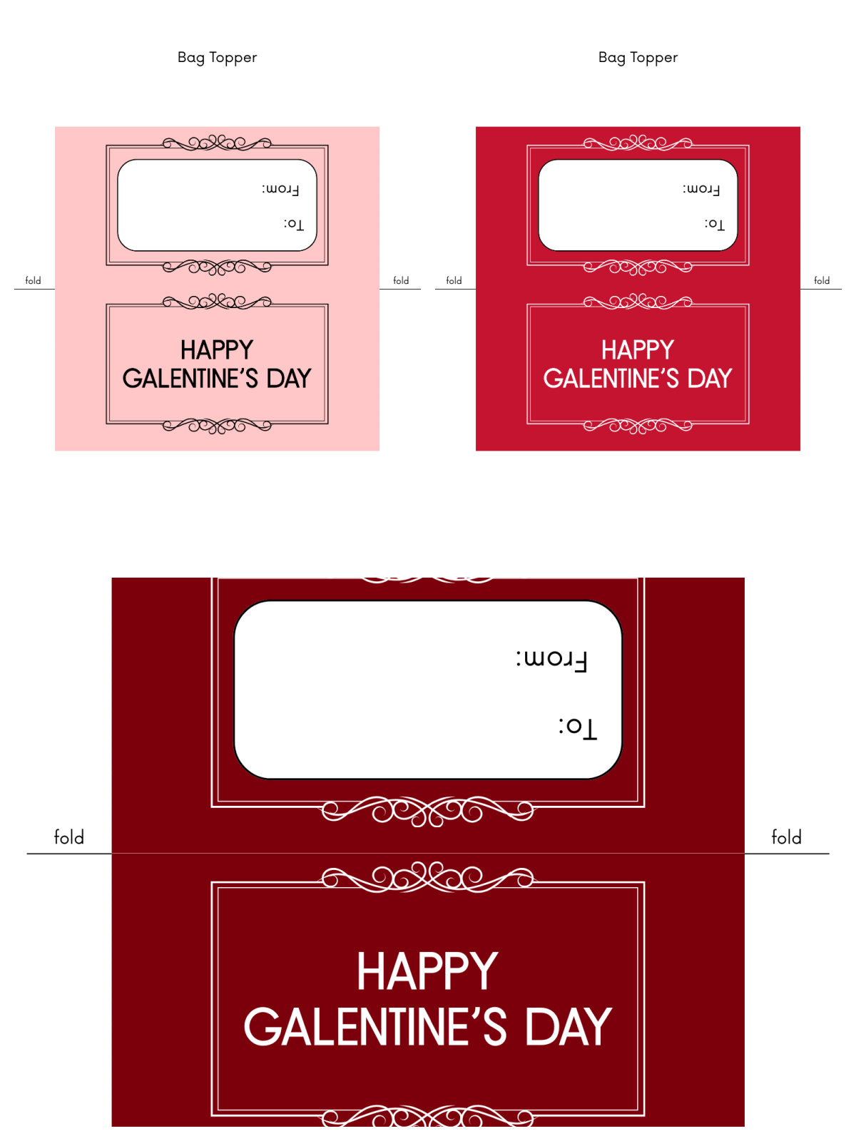 Galentine's Day- red and pink bag toppers with text and blanks - Kids Activities Blog