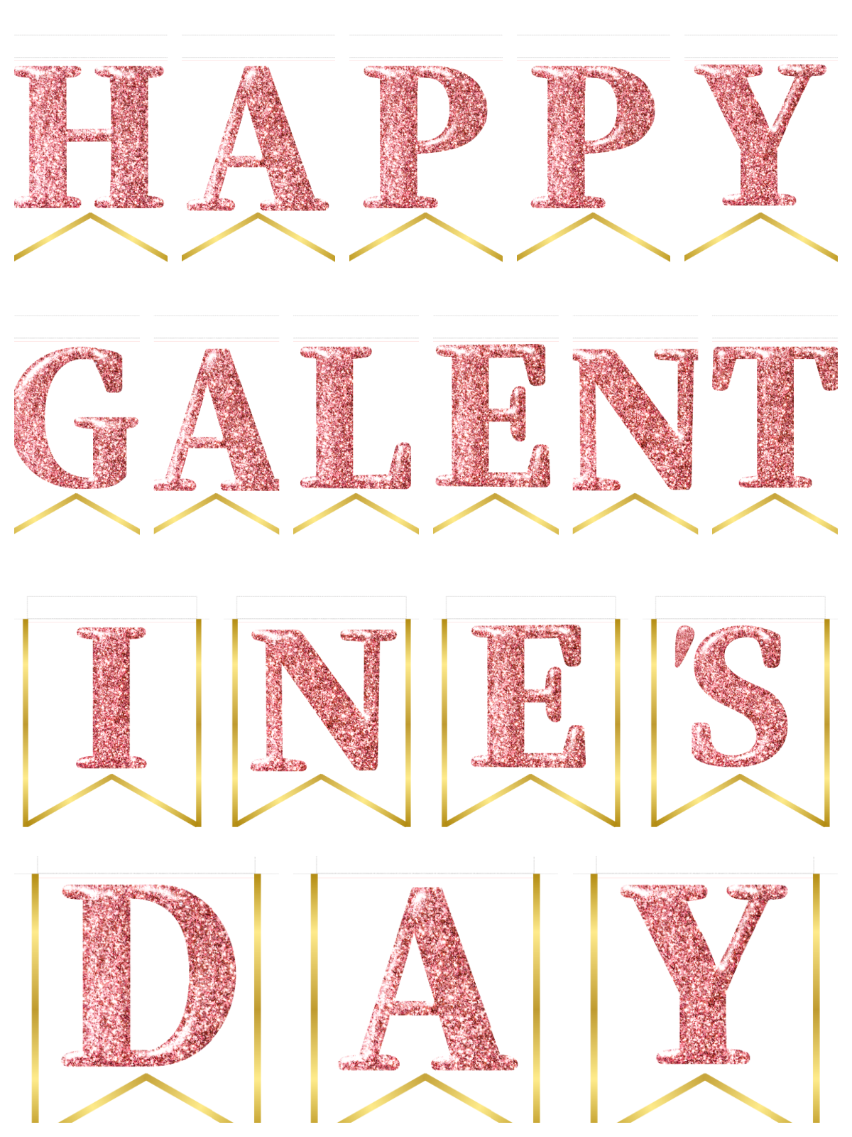 Galentine's Day- Gold and pink sparkle banner template - Kids Activities Blog