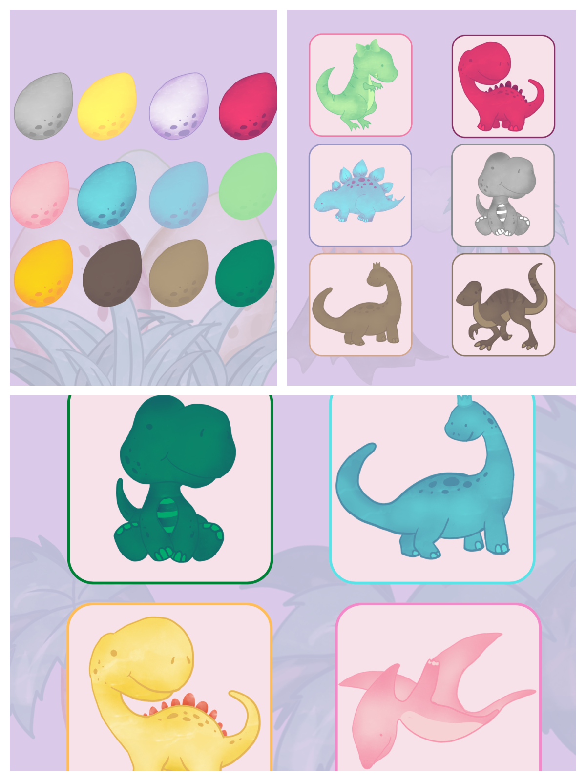 Dinosaur Matching Game- Matching cards with colorful dinosaurs and eggs - Kids Activities Blog