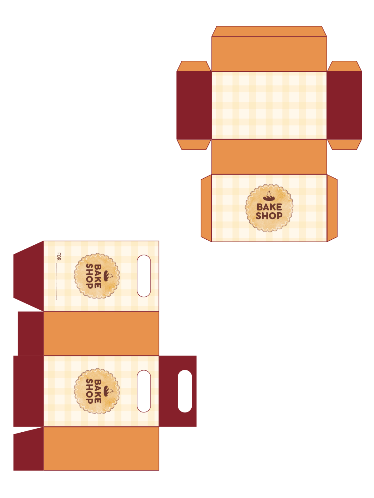 Pretend Bakery- To go boxes red and orange with text- Kids Activities Blog