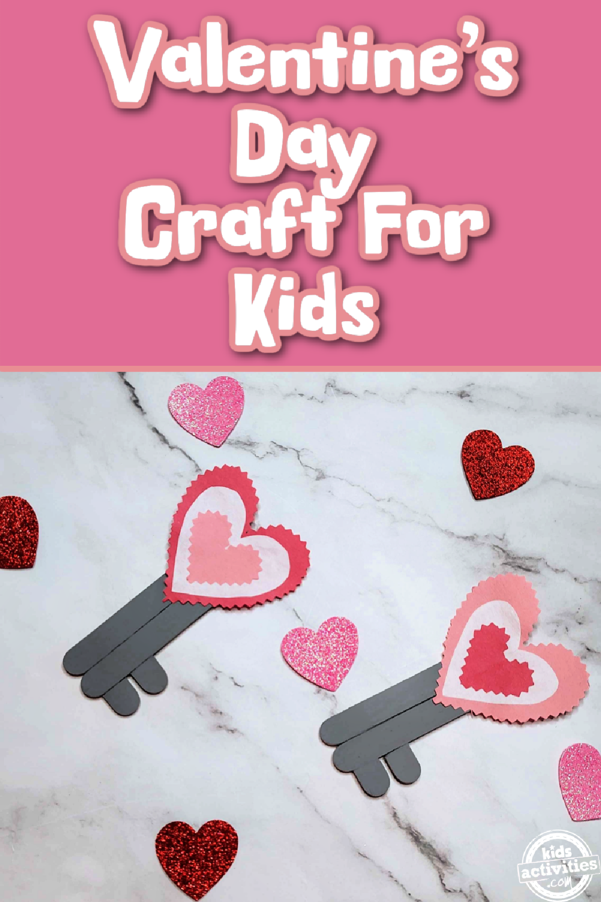 Key To My Heart Craft- Popsicle stick keys with glitter hearts - Kids Activities Blog