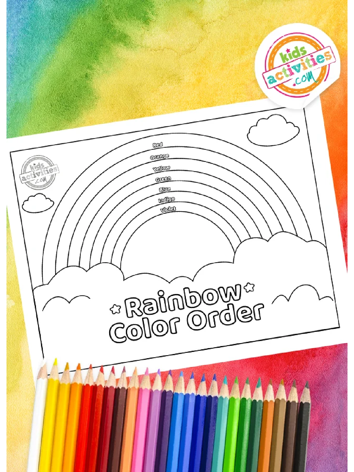St. Patrick Day Printables- Labeled rainbow with coloring supplies - Kids Activities Blog
