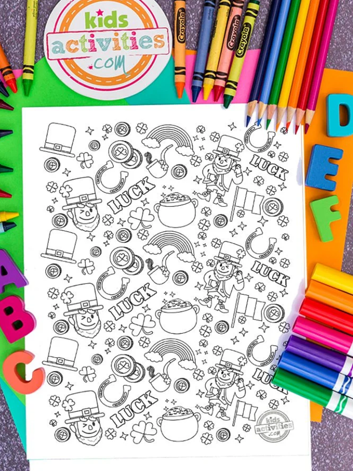 St. Patrick Day Printables- Doodle with images and colorful accessories - Kids Activities Blog