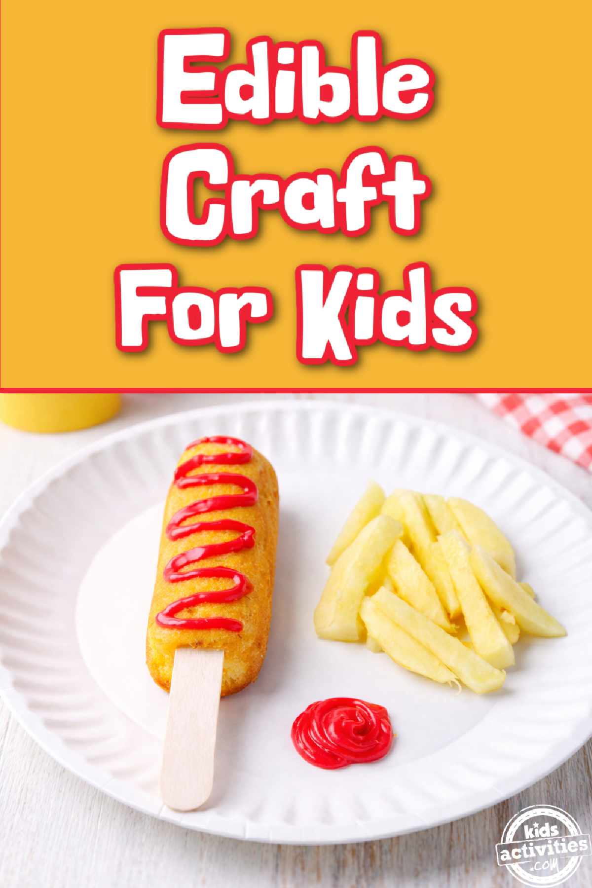 Twinkie Corn Dog- twinkie on a plate with frosting and apples-Kids Activities Blog