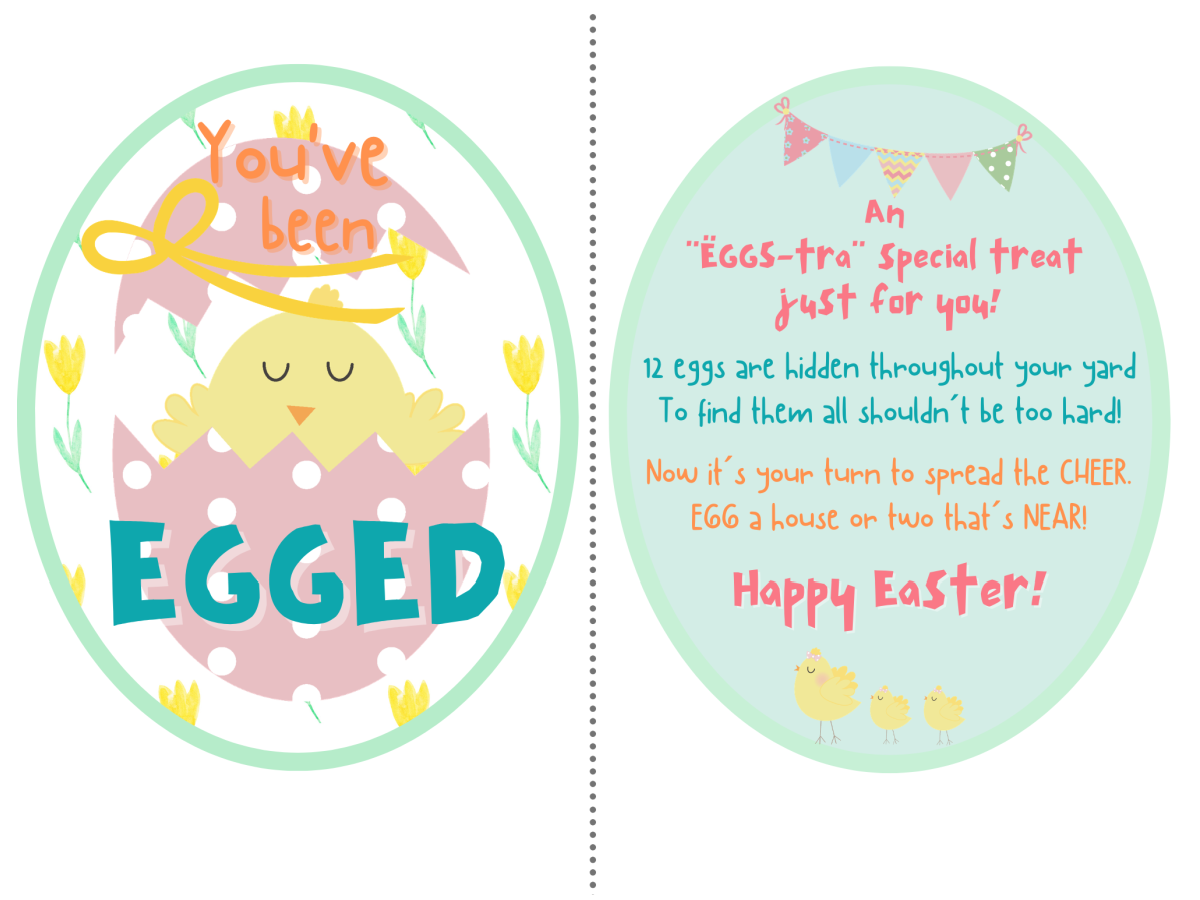 You've Been Egged Easter Printable - Printable cut outs with chick, eggs, and text blue and yellow- Kids Activities Blog