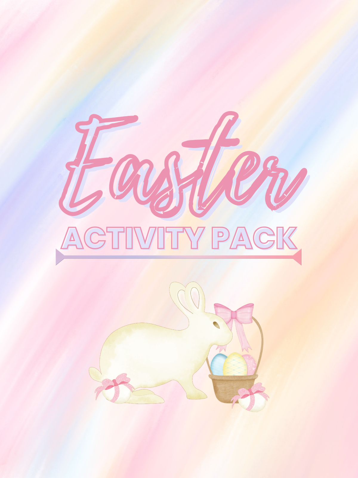 Easter Activity Book- Cover with rainbow and bunny - Kids Activities Blog