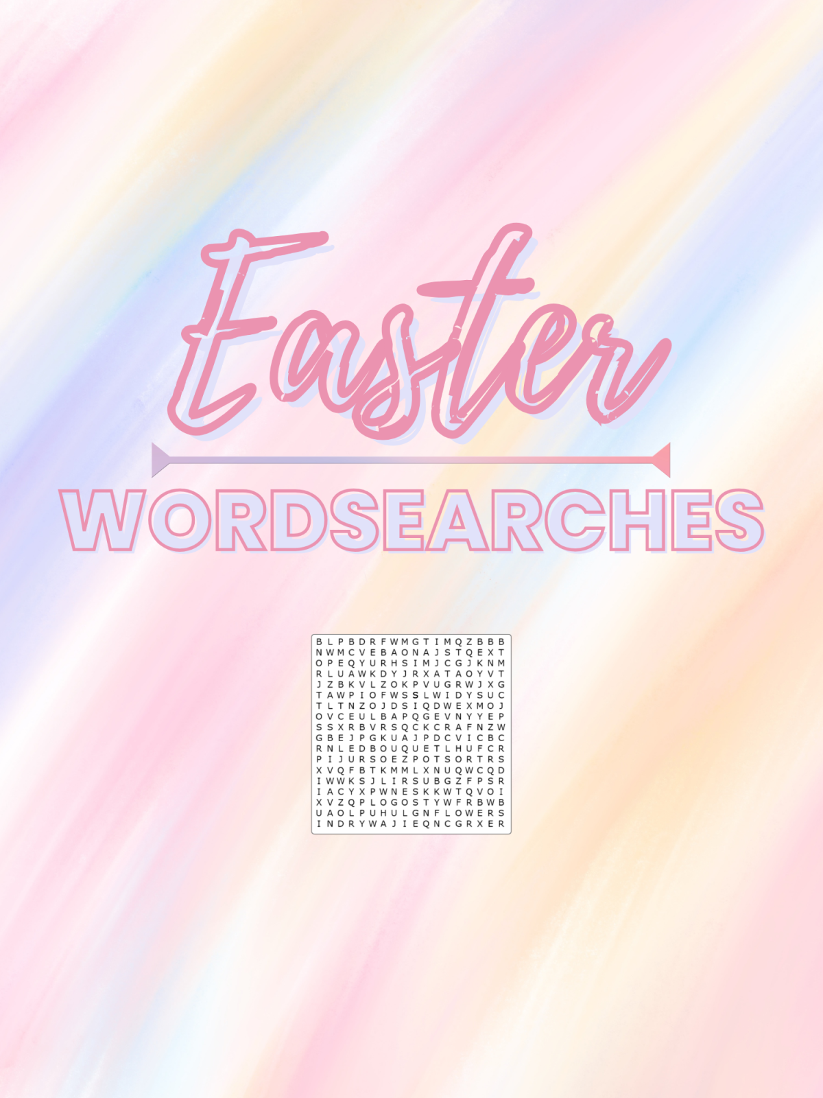 Easter Activity Book- rainbow background, text, with wordsearch - Kids Activities Blog