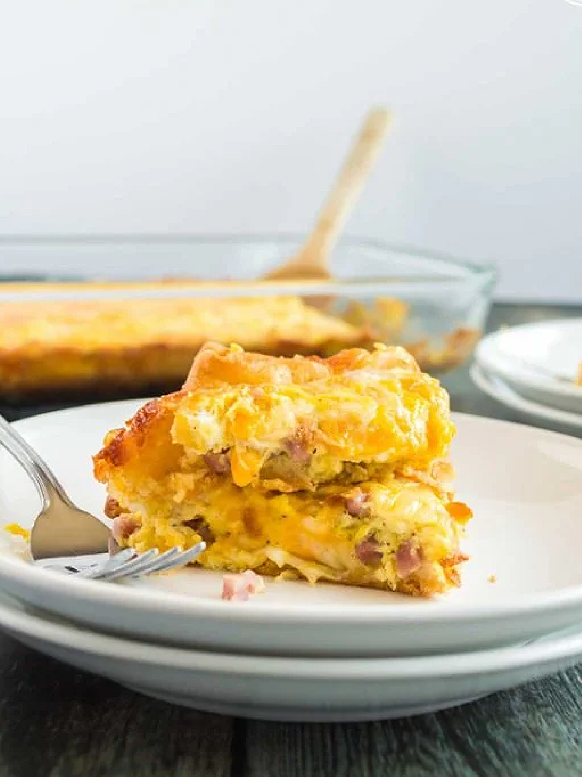 Mother's Day Breakfast Recipes- Breakfast casserole on a plate - Kids Activities Blog