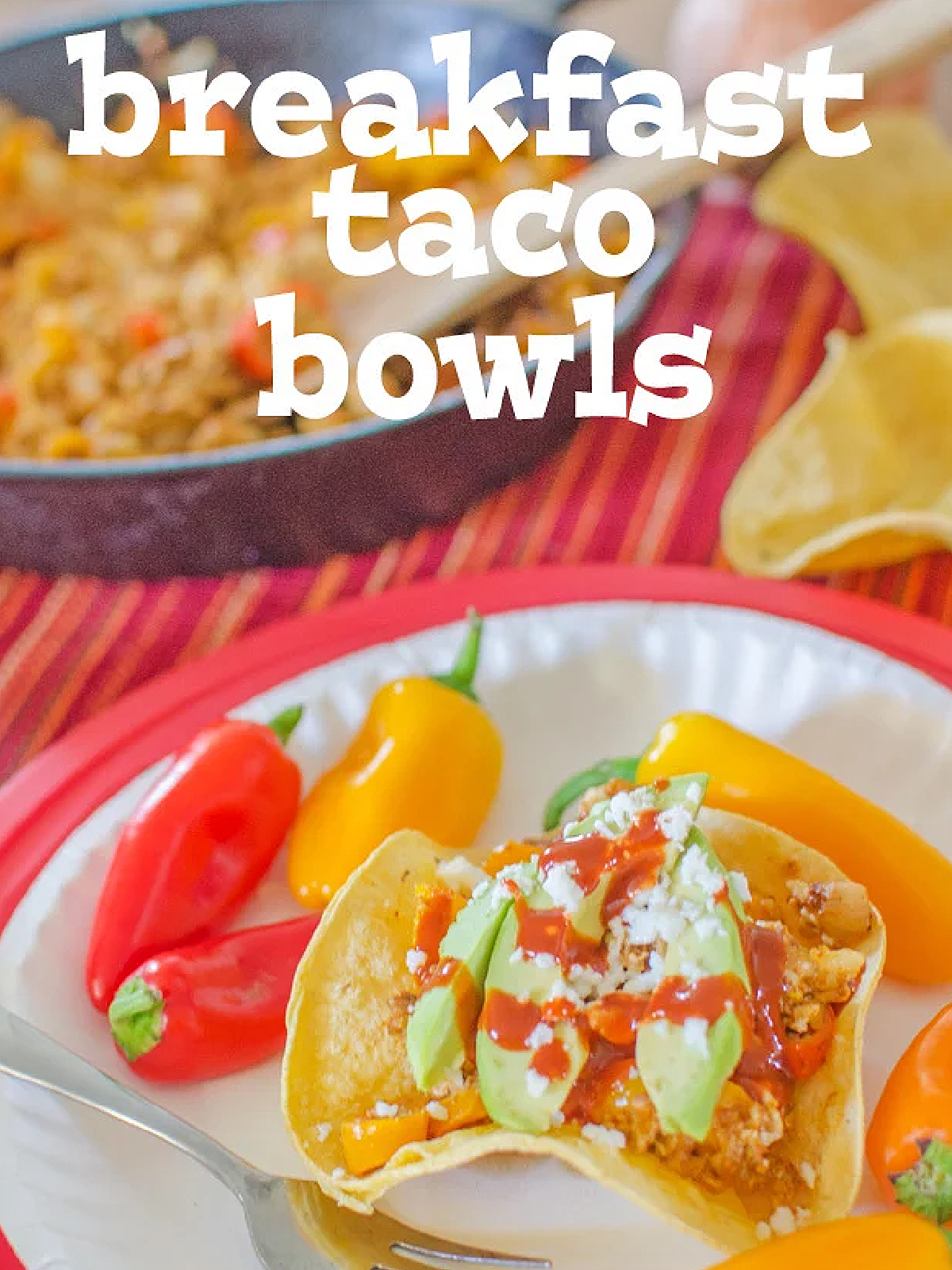 Mother's Day Breakfast Recipes- breakfast taco on a plate with peppers- Kids Activities Blog