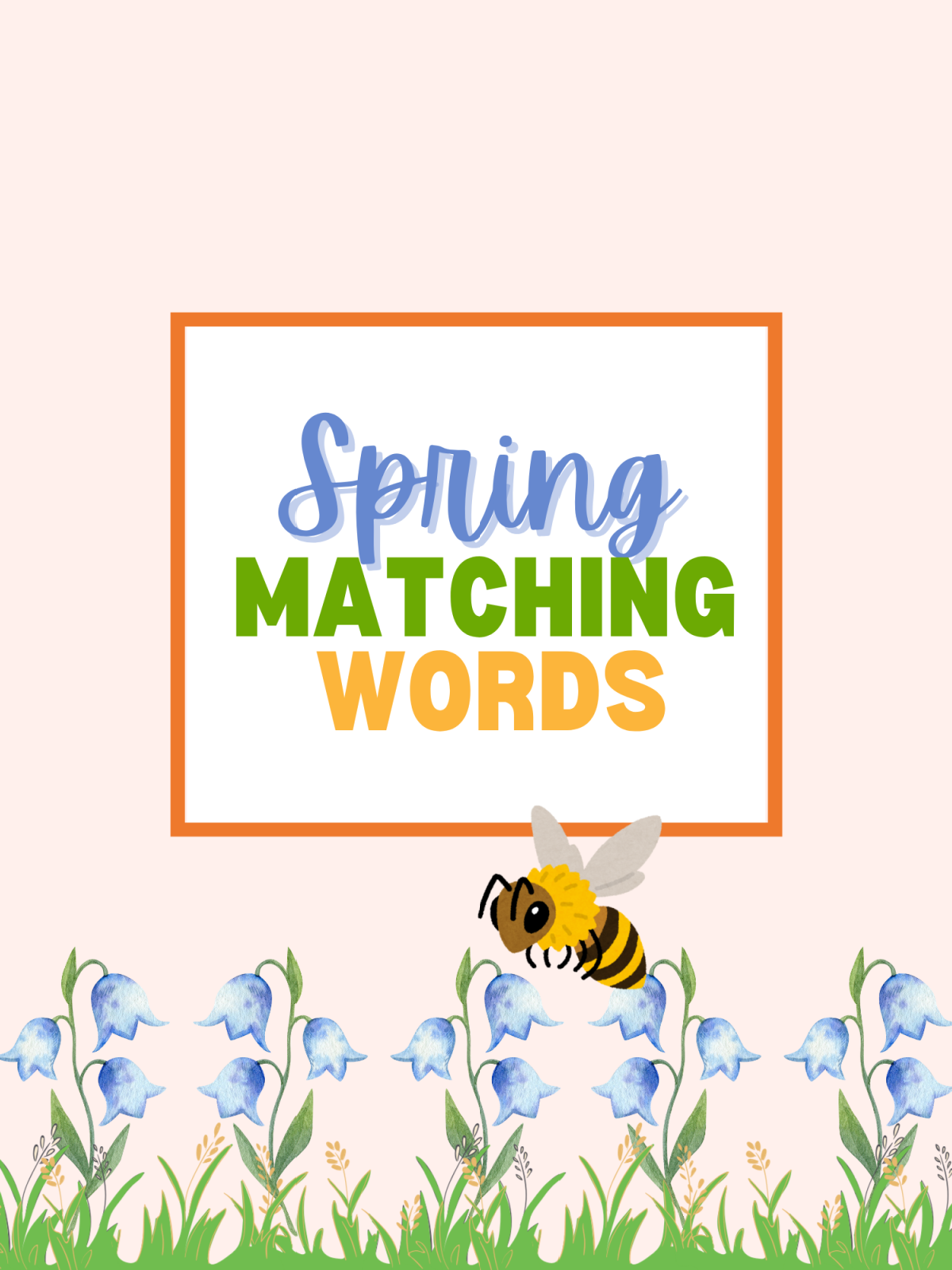 Spring Activity Pages-Peach cover with bees and flowers and text -Kids Activities Blog