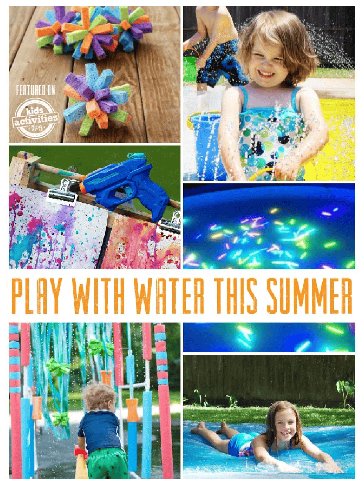 Beat The Heat- Kids playing with water and orange text- Kids Activities Blog
