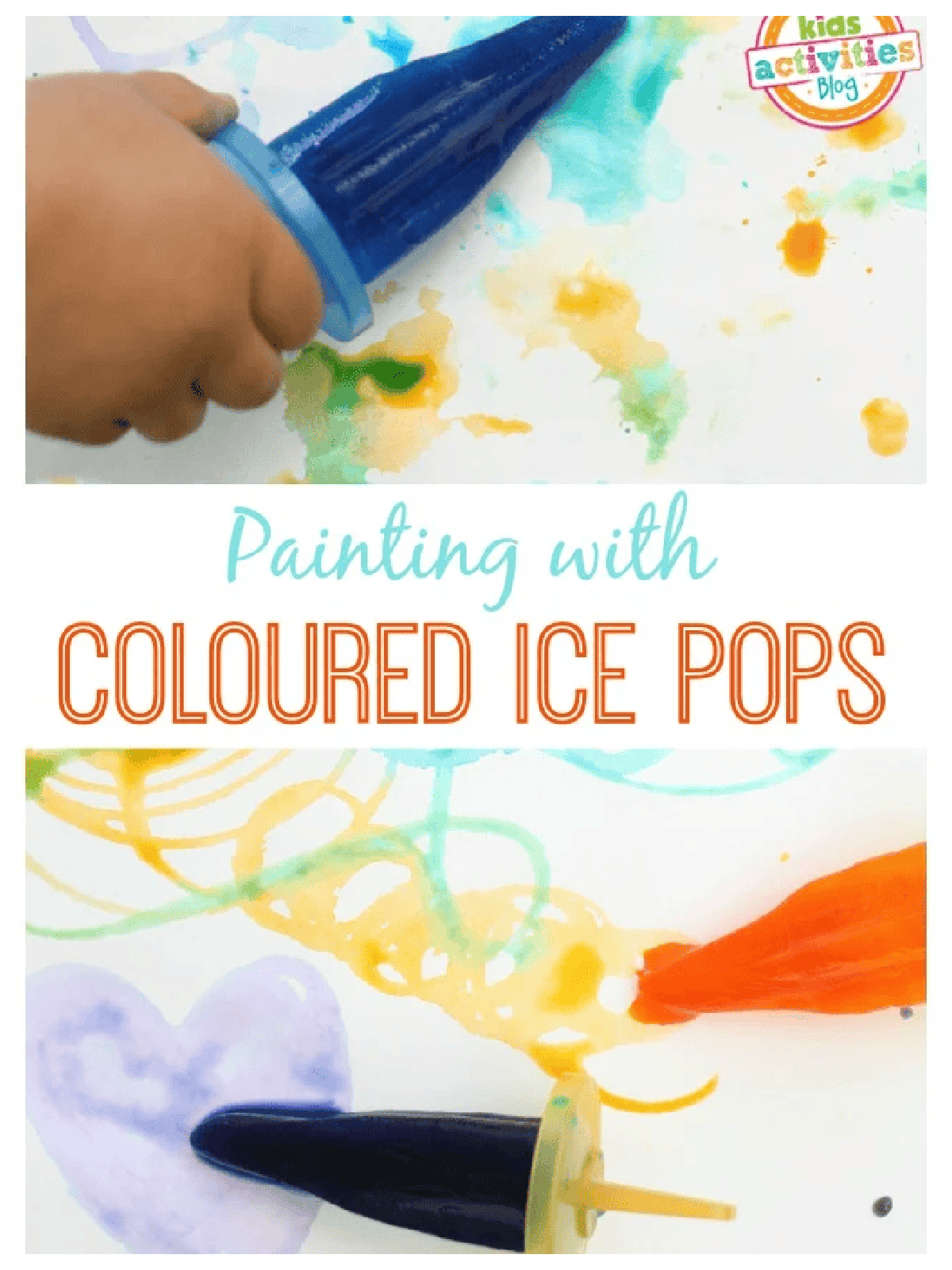 Beat The Heat- Colorful text and child painting with frozen paints- Kids Activities Blog