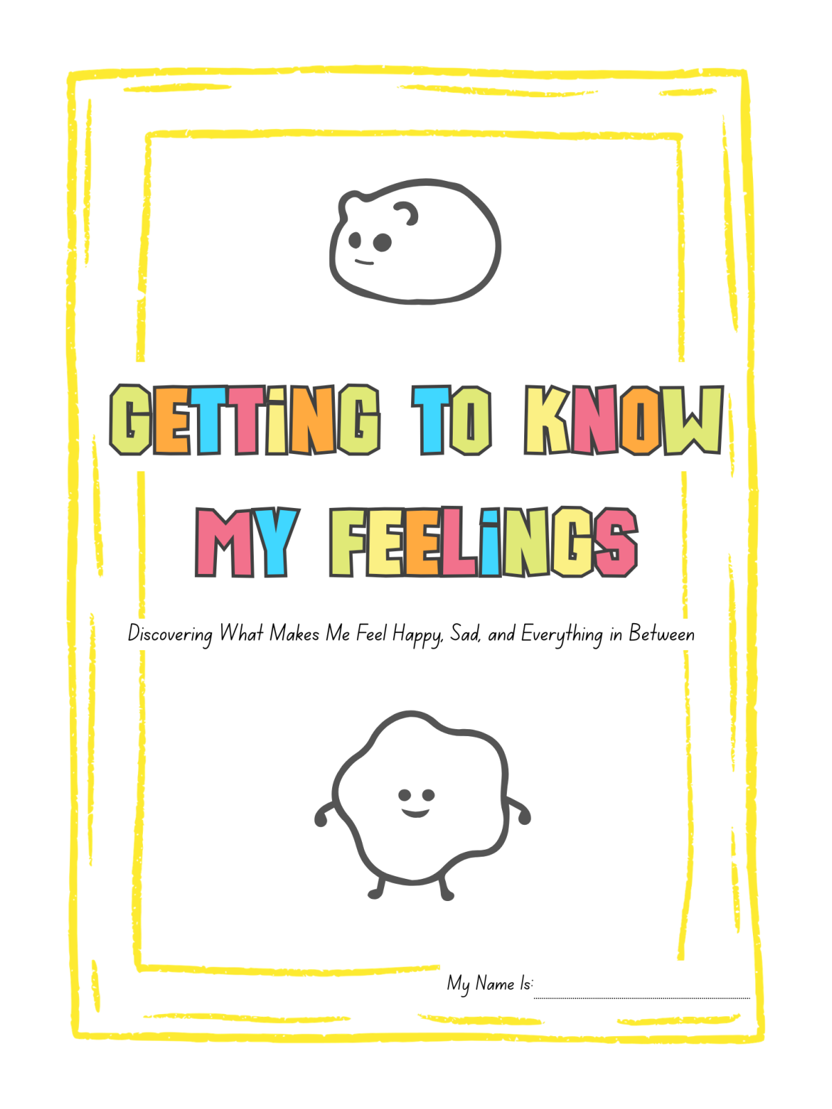 Getting To Know My Feelings- cover with a cloud and hamster and colorful text- Kids Activities Blog