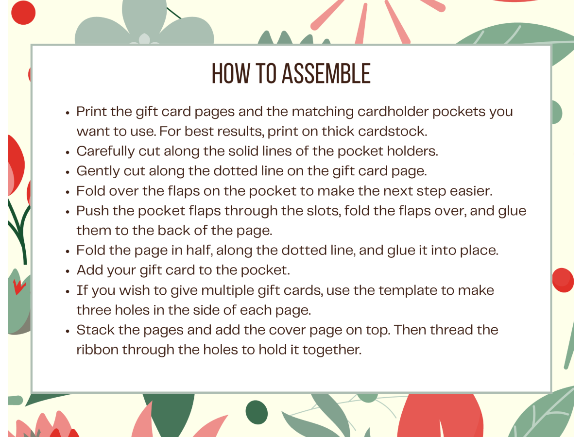 Mother's Day Printable- instruction page with text and floral border- Kids Activities Blog
