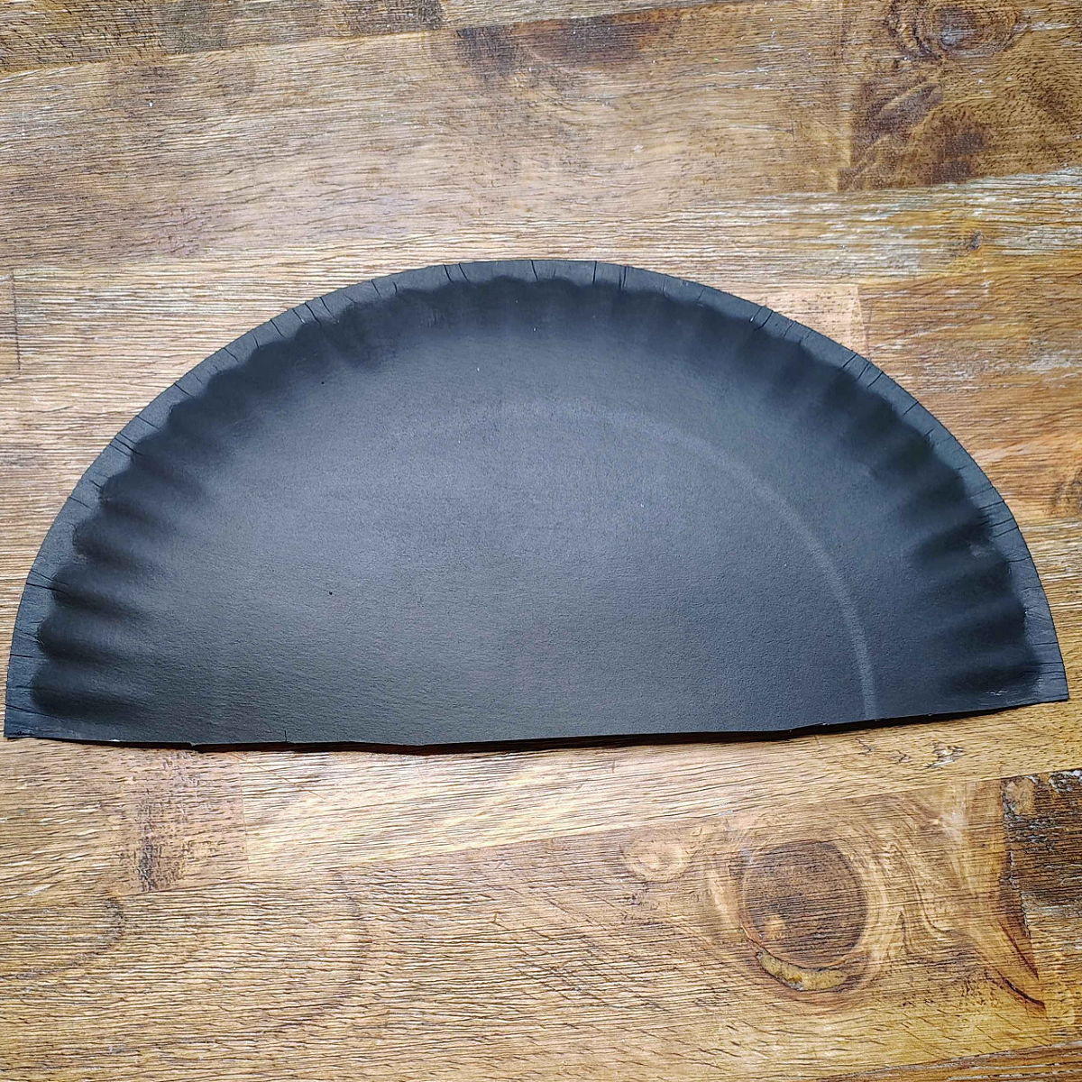 Paper Plate Fan- Step 3 - Paint the 1/2 plate black -Kids Activities Blog