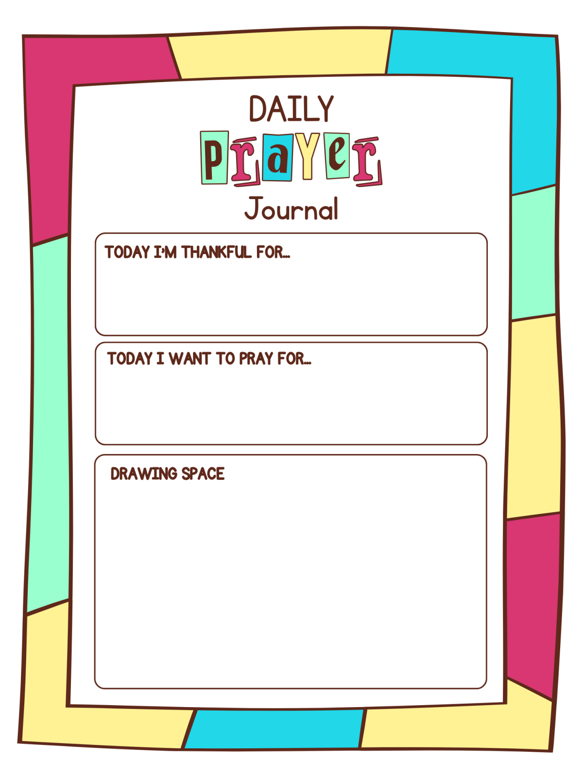 Teach Me To Pray- journal with blank spaces and color and text -Kids Activities Blog