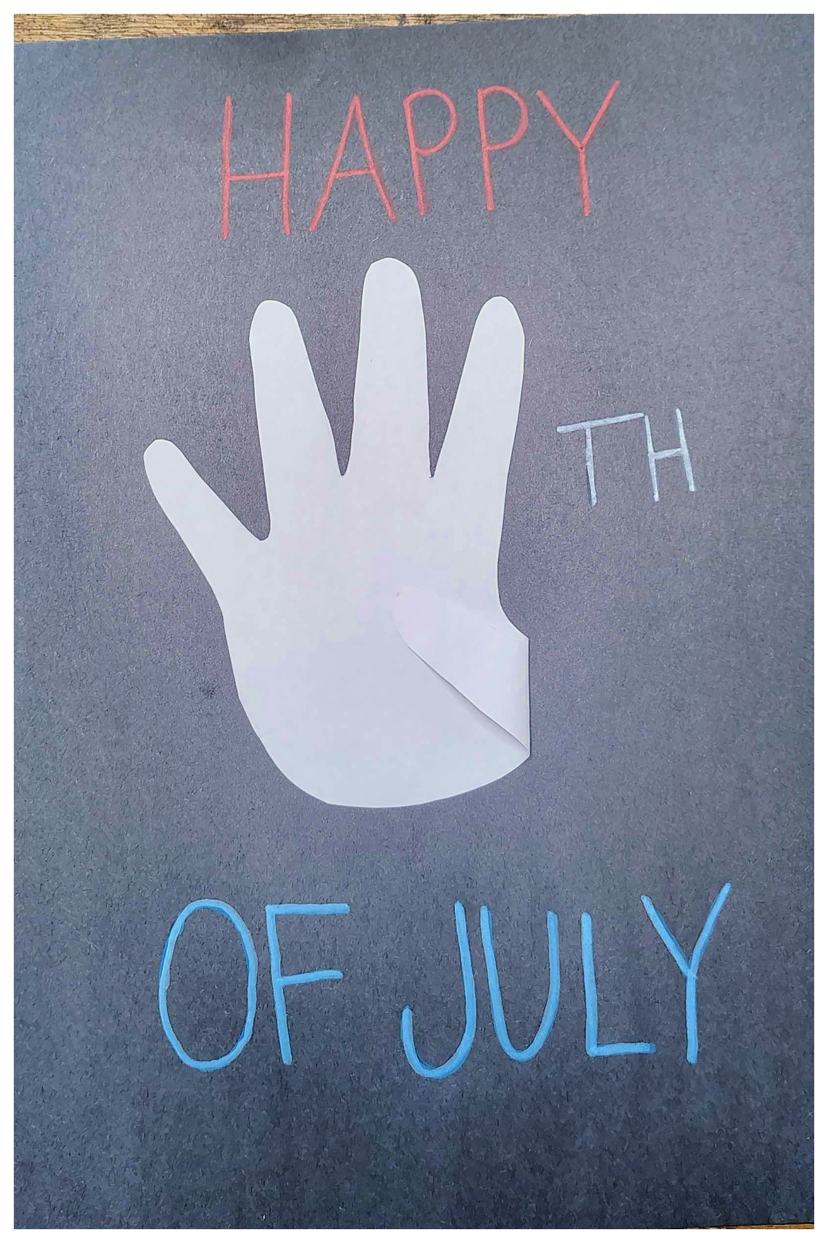 4th of July Craft- Step 3- words written on paper happy th of july -Kids Activities Blog
