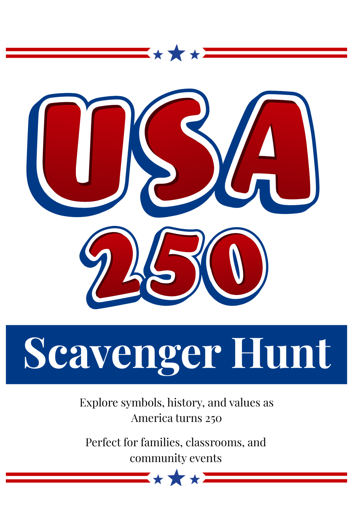 4th of July Scavenger Hunt- Cover with red white and blue text-Kids Activities Blog