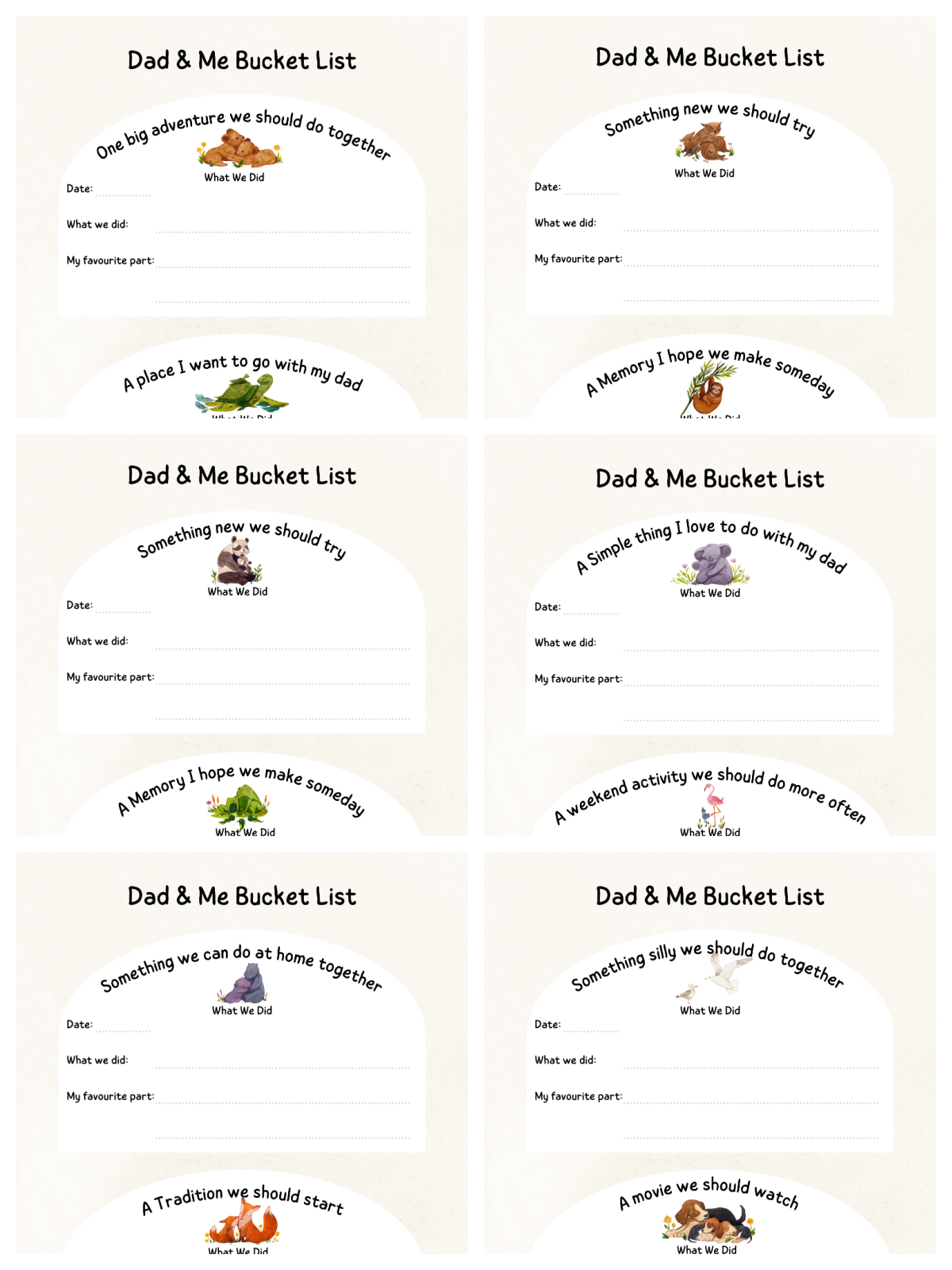 Father's Day Activity- 6 pages with images, blanks, and words- kids activities blog