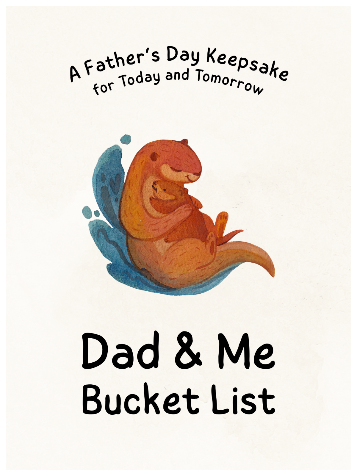 Father's Day Activity- Cover with text, otters on blue and beige background- kids activities blog